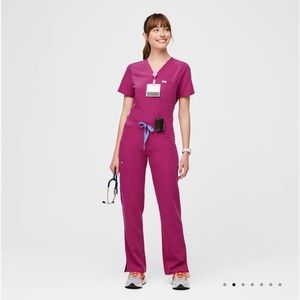 Figs - limited edition- raspberry sorbet - slim Catarina top and Kade pants